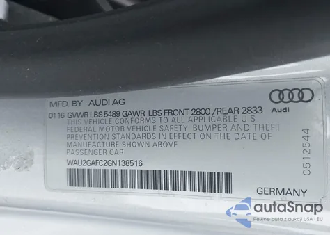 2016 Audi A7 3.0T Premium Plus из США, поврежденный, VIN WAU2GAFC2GN138516